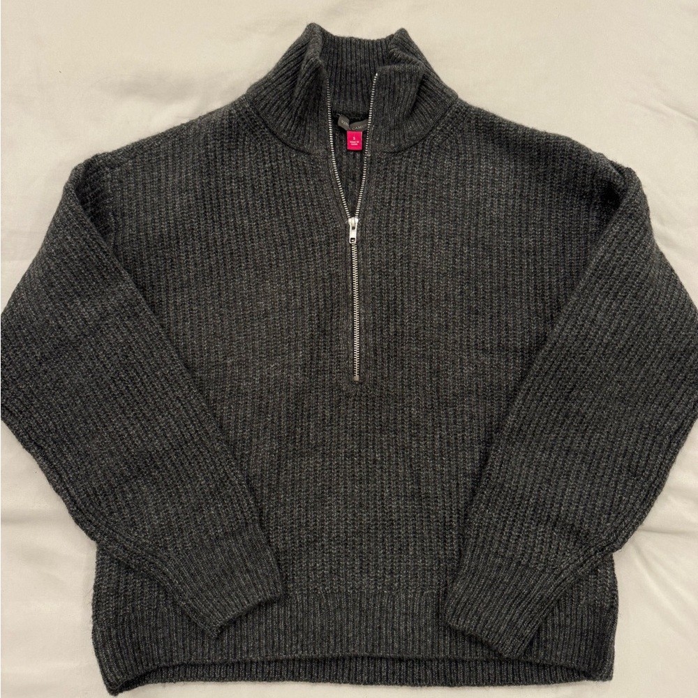 Vince Camuto Quarter Zip Sweater Grey Small
